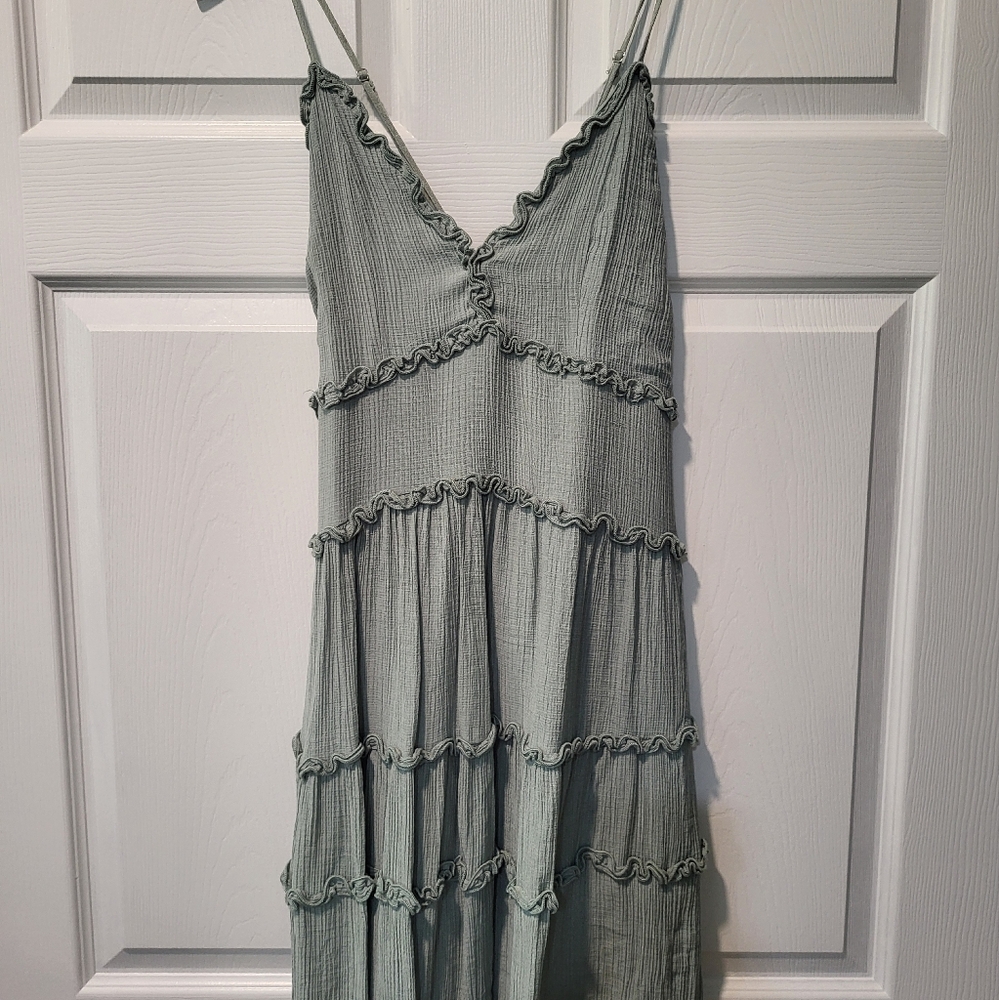 Love Tree Sage Green Ruffled Tiered Sundress